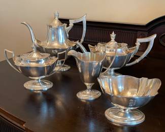 Sterling silver Gorham Plymouth 5 piece coffee and tea service.