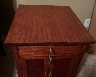 Handmade cigar humidor with locking cabinet and top drawer.