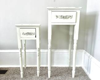 PAIR OF WHITE SHABBY CHIC COUNTRY CHIC NESTING END TABLES - WHITE TABLES