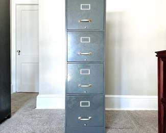 COLE STEEL 4 DRAWER LATERAL FILING CABINET - OFFICE STORAGE - GRAY