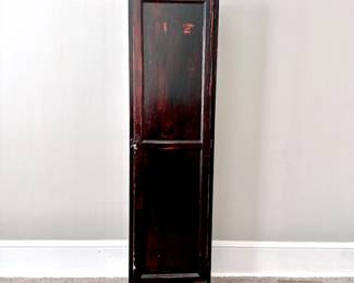 FARMHOUSE BLACK DISTRESSED SLENDER PIE SAFE PANTRY CABINET SHELVING UNIT WITH DOOR
