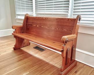 ANTIQUE SOLID WOOD CHURCH PEW - OAK GOTHIC STRAIGHT