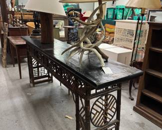 antler table lamp sold