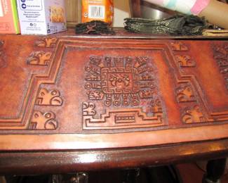unique leather top rolling bar cart