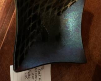 #137	Vtg. Kirk McVay Dichroic Iredescent Art Glass Fused Geometric 5.25x5.25	 $25.00 
