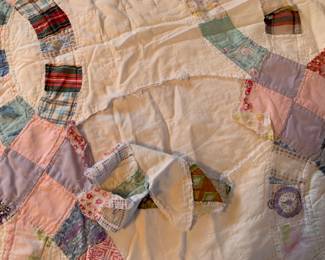 #72	Double Wedding Ring Quilt 64x82 (as is scrappy) 	 $25.00 
