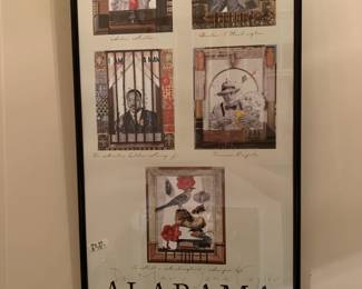 #167	Alabama Literary Icons by Nall Signed and Framed Poster  - 19x39	 $75.00 
