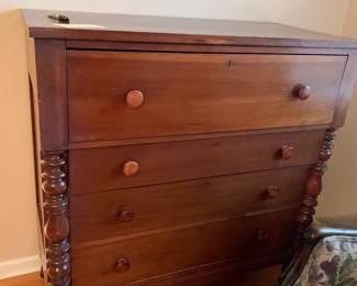 #78	Primitive Antique 4 Drawerwith Columns  45x22x47	 $375.00 
