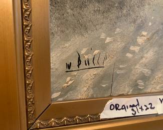 #170	Oil Painting Original of Winter Scene in Gold Colored Frame - 31x22	 $325.00 
