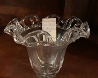 #132	Imperial Glass Crocheted Lace Crystal Bowl  9x7	 $20.00 
