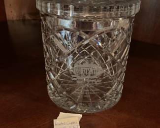 #129	Leaded Crystal Ice Bucket/Biscuit Jar  6.5" 99" (engraved) 	 $20.00 
