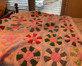 #74	Round Wheel Quilt 64x74 (as is scrappy)	 $25.00 
