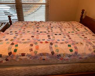 #72	Double Wedding Ring Quilt 64x82 (as is scrappy) 	 $25.00 

