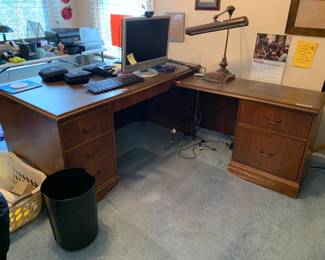 #56	Vintage L Shaped Desk 59x29x29, 32x17x26	 $75.00 
