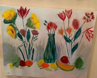 #169	Acryllic Painted of Flowers in Vases - 30x24	 $50.00 
