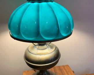 #23	Green Glass Shade Lamp 18" Tall	 $75.00 
