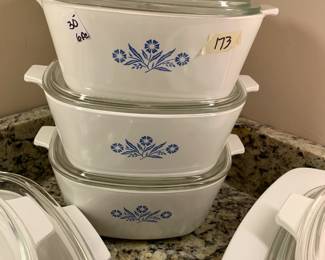 #173	Blue Cornflower Pyrex - 6 pieces	 $30.00 
