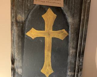 #15 Hand-Painted Roof Tile 14x9.5"	 $75.00 
