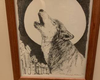 #95	Rosemary Williams Pen and Ink Print 121/300 Wolf Howling at the Mood	 $75.00 
