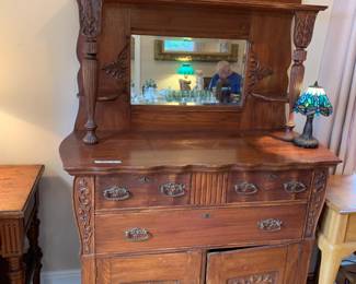 #13	Antique Mirrored Server with 3 Drawers 2 Doors 38x21x38-75	 $325.00 
