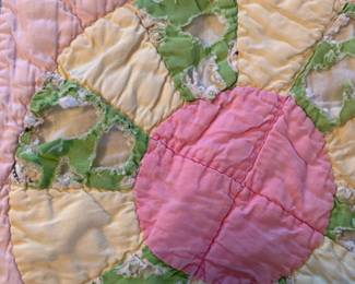 #74	Round Wheel Quilt 64x74 (as is scrappy)	 $25.00 
