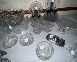 Fostoria punch bowl & cups, dessert dishes, plates, etc 
