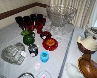 Hobnail Glass, Georgian Ruby Red glassware
