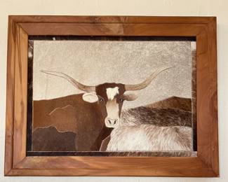 Longhorn Art made from Cowhide 