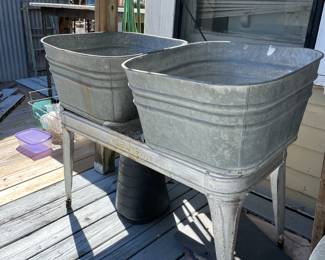 Vintage Galvanized Double Wash Tub  