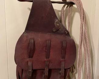 U.S. Army Military Leather Horse Saddlebags with Canvas Liners 
