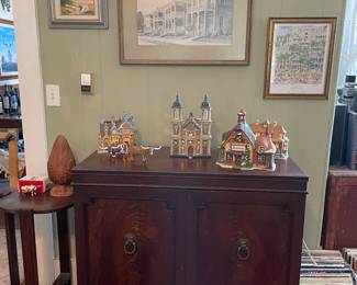 Cabinet with Christmas Village
