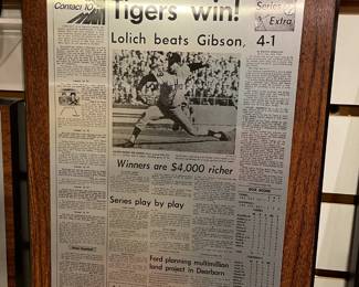 . . . 1968 Detroit News front page from Tigers World Series win