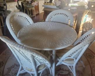 White wicker dinette set