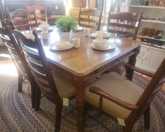 Dark oak dinette set with 6 chairs