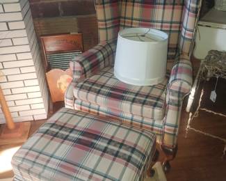 Wingback chair with ottoman