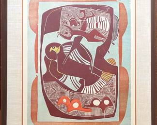 Lucky Sibiya (South African 1942-1999) Woodcut, Signed and Numbered 