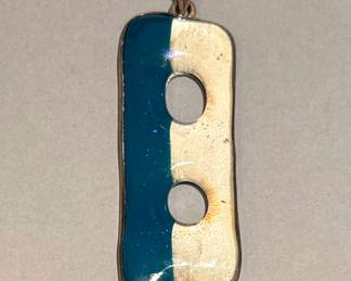 Sterling Silver and Fused Glass Pendant, Signed Morgan