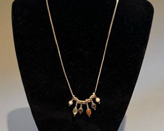 Studio Made Sterling Silver and Semi Precious Stones Necklace 