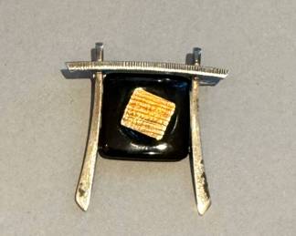 Studio Made Sterling and 20K Gold Brooch 