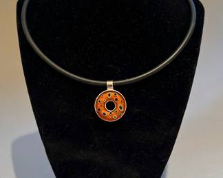 Fused Glass and Silver Necklace 