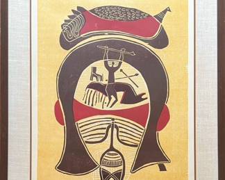 Lucky Sibiya (South African 1942-1999) Woodcut, Signed and Numbered 