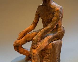 Vintage Clay Sculpture “Seated Man”