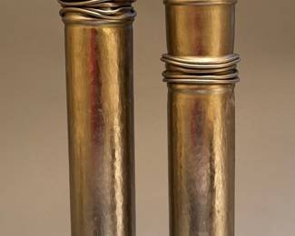 Studio Made Cylinder Candle Holders, Signed 