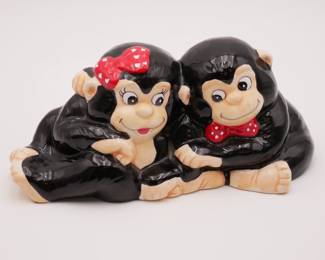 Ceramic Monkey Double Coin Bank 
