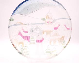Crystal Clear Studios "Winter Scene" 14" Hand Painted Platter 