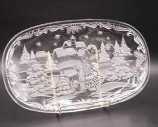 Winter Village Embossed Glass Platter 