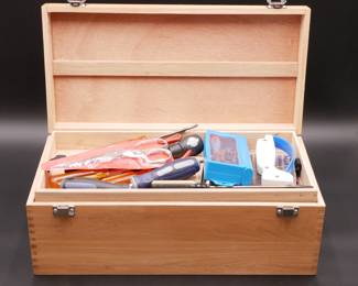 Weber Beechwood Wooden Toolbox with Assorted Tools 