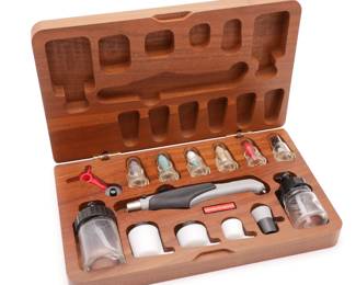 AZTEK A4709 Deluxe Resin Airbrush Set with Wood Case 