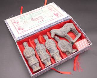 Terracotta of Qin Dynasty 5pc Set Warriors & Horse 