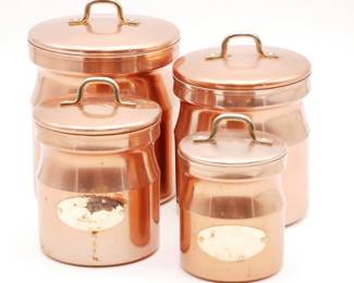 Copper Canisters w/Lids (Set of 4) 